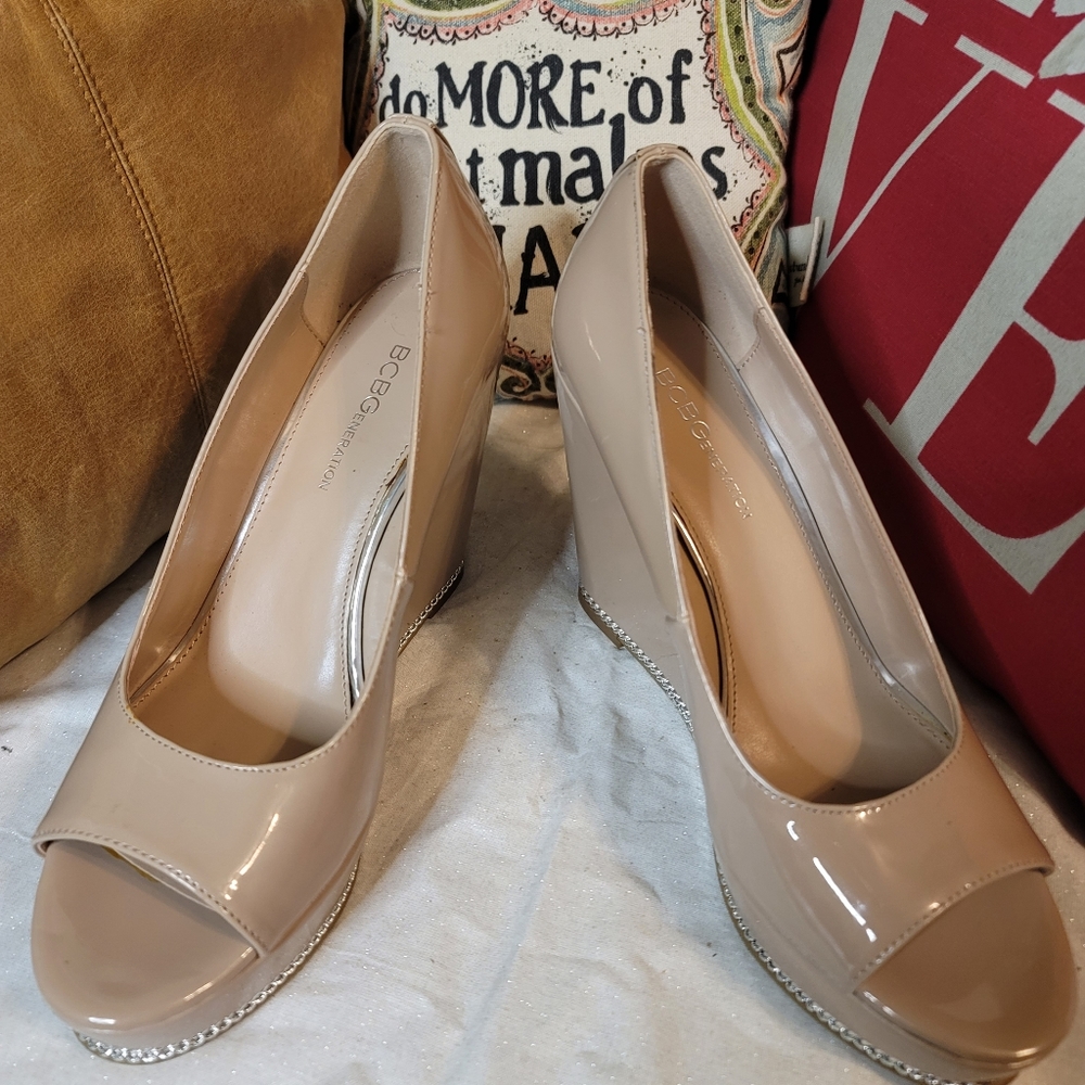 Women's BCBGeneration Jaz Pump Platform Peeptoe Wedge